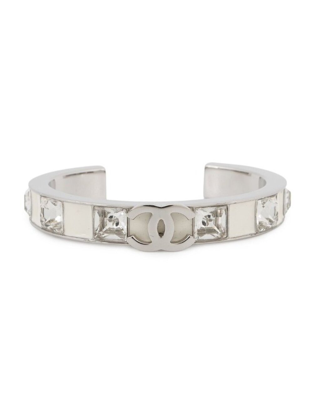 Chanel Bangle CC Logo Metal Line Stone Bracelet